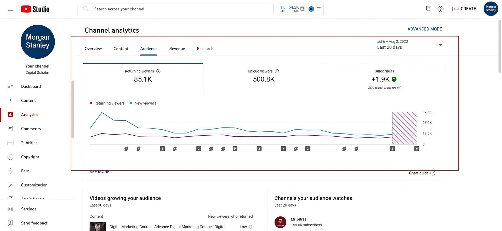 Morgan Stanley YouTube Analytics Results